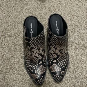 Treasure & Bond Snakeskin Mules - Black and Brown